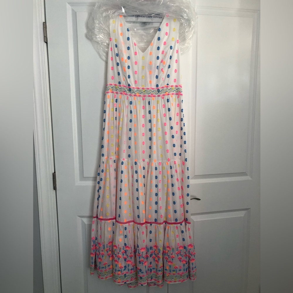 Lilly Pulitzer deep V maxi dress with all over embroidery